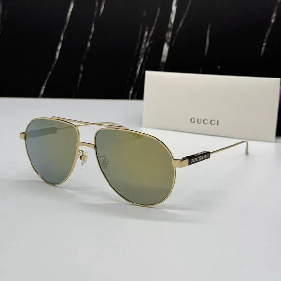 NEW GG1311S 002 AVIATOR UNISEX GOLD SUNGLASSES GUCCI